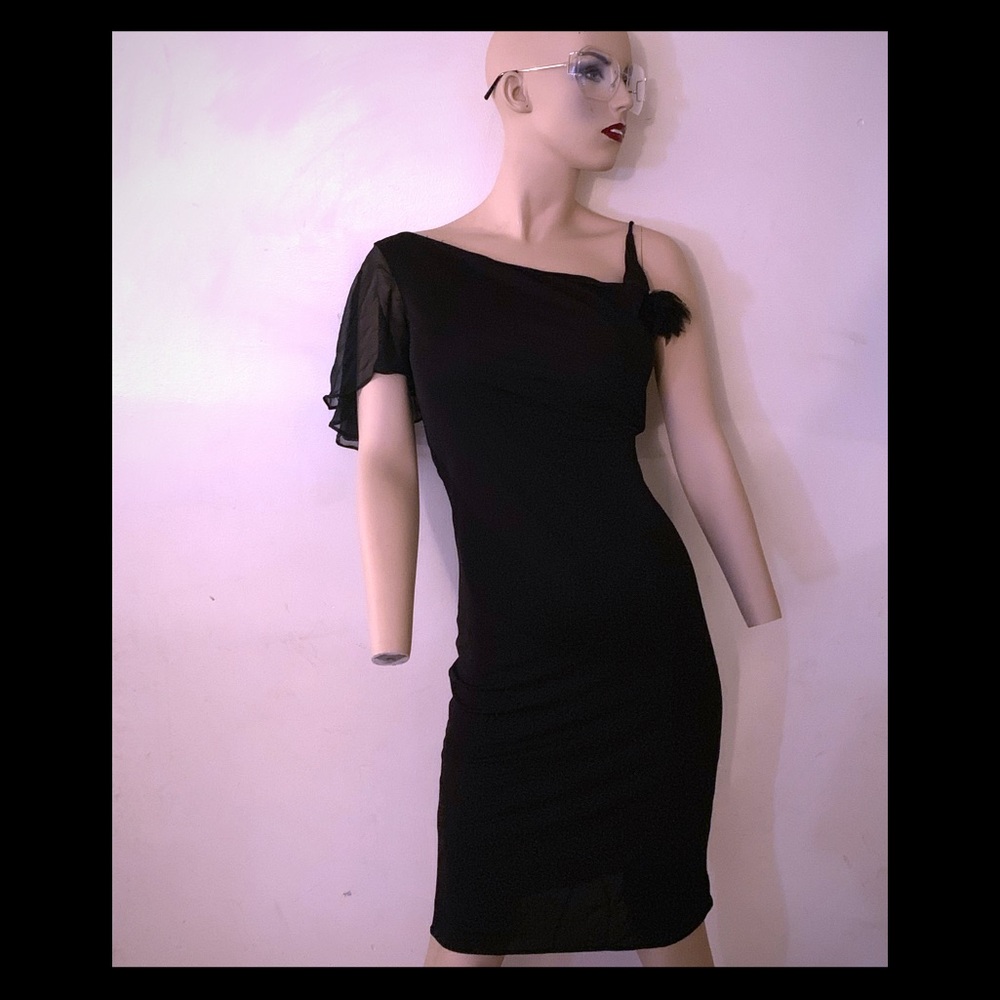 All black Mikai cocktail dress